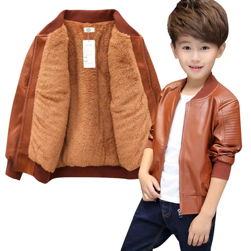 Chamarra para ninos - Jackets for kids Warming Cotton PU Leather