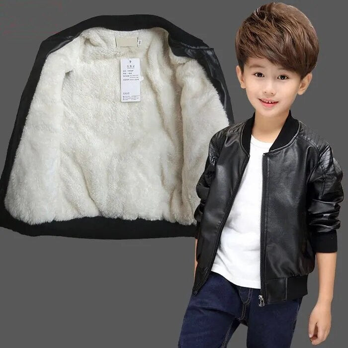 Chamarra para ninos - Jackets for kids Warming Cotton PU Leather