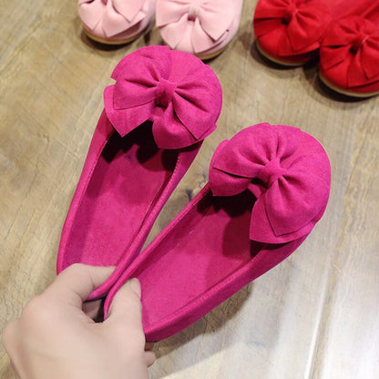Shoes for Kids Bow tie Moccasin Loafers Girls Shoes Casual Bow-knot Soft Suede Shoes