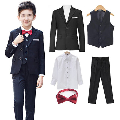 Formal suits for boys Blazer Suits set (suit+pant+vest+shirt+tie) Kids Boys Wedding Party Suits