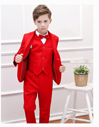 Traje de Nino Formal Suit for Boys Red Wedding Suit Kids Party Photograph Set Teenager Tuxedo