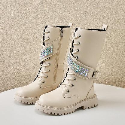 Boots for Kids - Botas para Ninas - Kids Girls High  Solid Princess Mid-calf Boots for Catwalk
