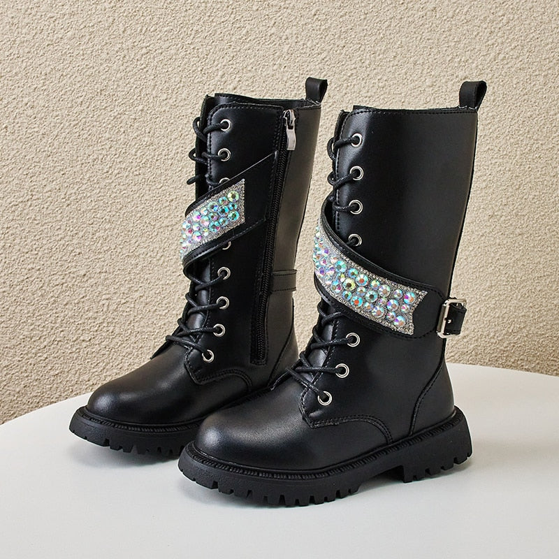 Boots for Kids - Botas para Ninas - Kids Girls High  Solid Princess Mid-calf Boots for Catwalk
