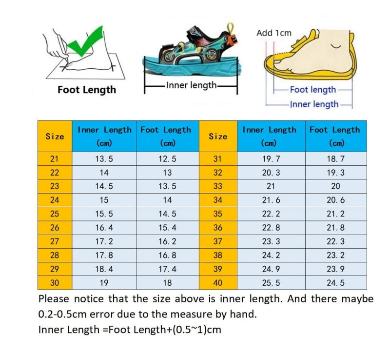 Chart Tenis para Ninos - Tennis Shoes 