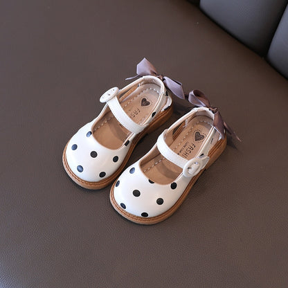 Shoes for Girls Half Sandals Shoes Toddlers Little Children Shoes Cut-outs Dots with Bowtie Bow-knot on The Back Sweet