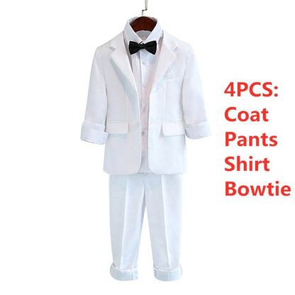 Trajes de Ninos White Baptism Blazer Clothing Set Boys Suit Teens Children Vest Costume