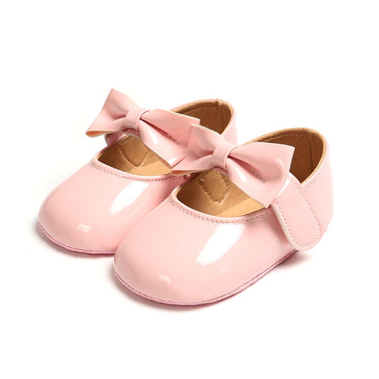 Zapatos Para Bebe Niña Newborn Toddler Baby Girl Shoes leather Buckle First Walkers With Bow Soft Soled Non-slip Crib Shoes rosa