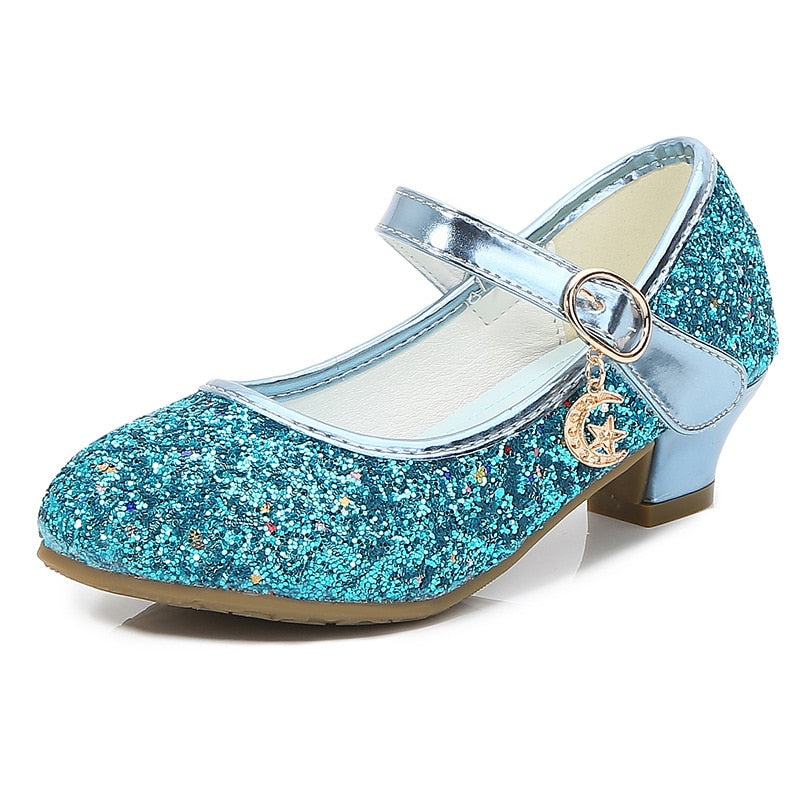 Zapatos Para Nina High Heels For Kids Princess Leather Shoe Footwear Children's Party Azul