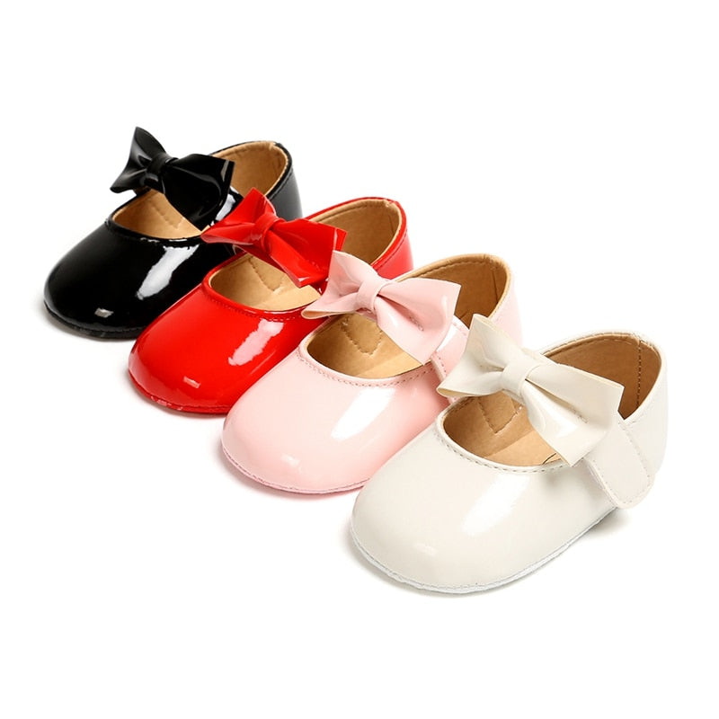 Zapatos Para Bebe Niña Newborn Toddler Baby Girl Shoes leather Buckle First Walkers With Bow Soft Soled Non-slip Crib Shoes