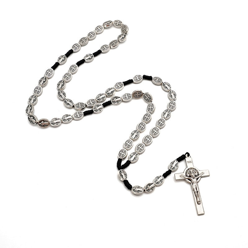Rosario de San Benito Saint Benedict Rosary Bracelet Catholic Handmade Rope Jesus Christ Cross Necklace Religious Jewelry Detalles