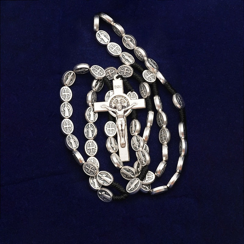 Rosario de San Benito Saint Benedict Rosary Bracelet Catholic Handmade Rope Jesus Christ Cross Necklace Religious Jewelry