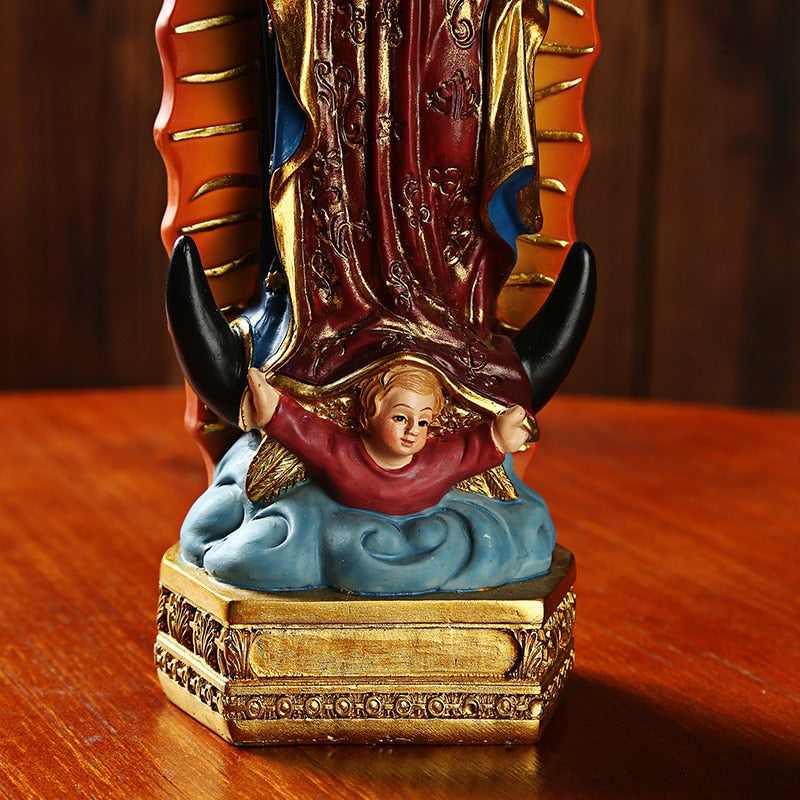 Escultura Virgen de Guadalupe Resin Virgin Icon Christian Statues Sculptures Home Ornament Details