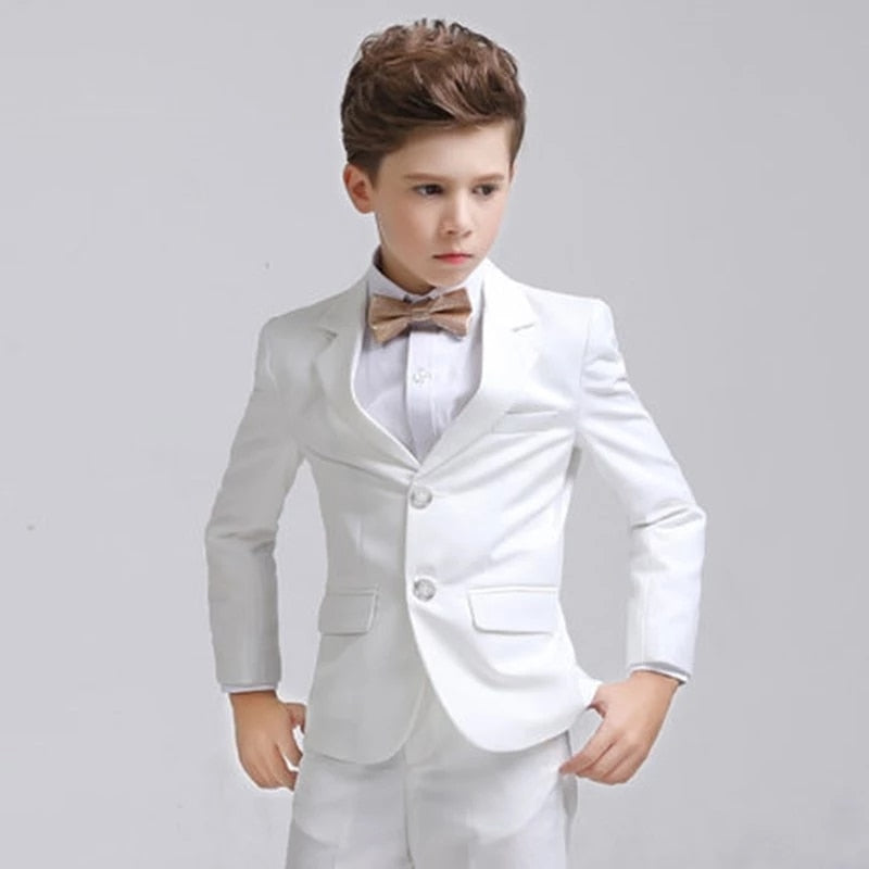 Traje para Niño Kids Boys White Blazer Vest Pants 3PCS Set Children Baptism Wedding Prom Suit Baby Boy Elegant Dress Teenager Party Costume Blanco