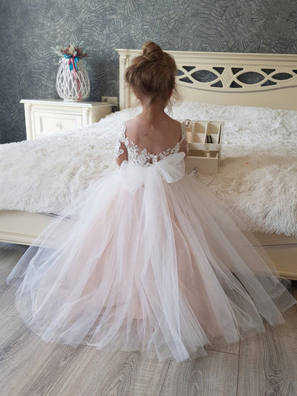 Vestido para Niña Girl Dresses Childrens First Communion Princess Dress for Kids Ball Gown reverso
