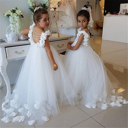 First Communion Dress Girls Water-soluble Lace Infant Toddler Pageant Flower Girl Dress