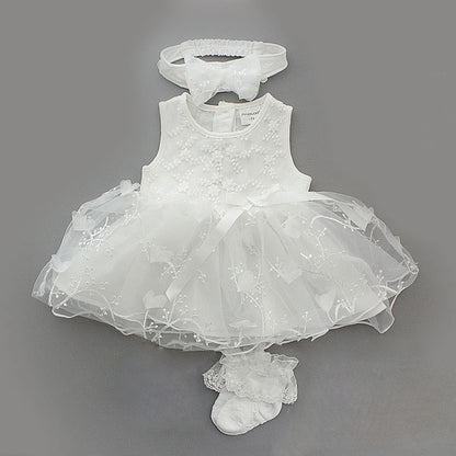 Vestido para Bebe 4Pcs/Set Baby Summer Dress Infant Girls Princess Christening Baptism Dress Gown Party Wedding 0 3 6 9 Months Baby Dress Outfits Vestido de Bautizo
