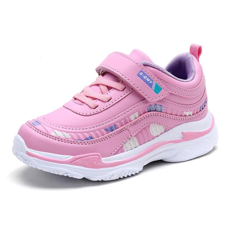 Tenis Para Ninas, Kids Girls Shoes Leather Platform Sneakers Children Lightweight Running Sports Tennis Girls Sneaker Pink