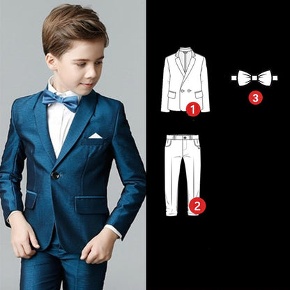 Traje para Niño Kids Boys White Blazer Vest Pants 3PCS Set Children Baptism Wedding Prom Suit Baby Boy Elegant Dress Teenager Party Costume Set