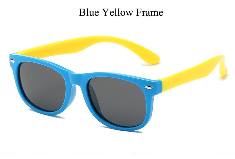 Lentes Para Ninos, Sunglasses Children Polarized Sunglasses For Boy And Girl Sun Glasses Frame Light Weight Azul con Amarillo